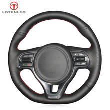 LQTENLEO Black Genuine Leather Car Steering Wheel Cover For Kia K5 Optima 2015-2018 (sport) KX5 2015-2019 Sportage 4 2015-2019 2024 - buy cheap
