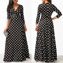 Women Fashion Elegant Polka Dot 3/4 Sleeve Long Maxi Evening Party Beach Holiday Sundress 2024 - buy cheap
