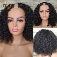 Topnormantic U Part Bob Wig Deep Curly Human Hair Wig Indian Remy Human Hair Glueless Wig Kinky Curly Wig For Black Women 2024 - buy cheap