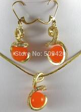 Wholesale jewe new Yellow Inlay Crystal Gold fine jewelry South Orange jade  Necklace Earring 2024 - buy cheap