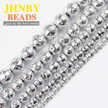 JHNBY Bright silvers Lava volcanics Natural Stone 4/6/8/10/12MM charm Round Spacers Loose beads for Jewelry making DIY bracelets 2024 - buy cheap