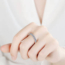 Anel de moissanite luxuoso 0.7 quilates, anel redondo e testado em diamante. vvs1, anéis de casamento com pedras preciosas para presentes femininos. 2024 - compre barato