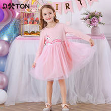 Платье для девочек Dxton, детское платье с длинным рукавом и аппликацией единорога, осень 2018, рождественское платье принцессы для девочек 2024 - купить недорого