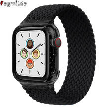 Braided Solo Loop For Apple watch band 44mm 40mm Bling Case+Elastic belt Fabric Nylon bracelet iWatch serie 4 5 se 6 strap 2024 - buy cheap