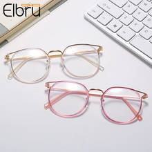 Elbru óculos de miopia feminino, armação de óculos de olho de gato ultraleve, óculos para míopes de metal-1.0 1.5 2.0 2.5 3.0 3.5 4.0 2024 - compre barato