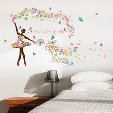 A Girl Dancing With Flowers Butterfly Wall Stickers For Home Decor Diy Kids Room Bedroom Wall Mural Art Pvc Decals 2024 - buy cheap