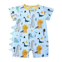 summer boy jumpsuit cartoon dinosaur girl kid baby clothes newborn romper infant toddler costume white blue cotton body suits 2024 - buy cheap