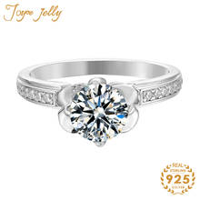 JoyceJelly Trendy Women Rings 925 Sterling Silver Mossanites 1 ct Gemstone Flower Design Simple Style Fashion Jewelry Wholesale 2024 - buy cheap