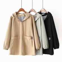 Trench coat feminino grande de algodão com capuz, casaco casual plus size 5xl g748 primavera outono 2020 2024 - compre barato