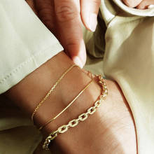 Tobillera de cadena dorada geométrica Simple para mujer, Juego de 3 unids/set, accesorios de joyería de playa, regalo de amor (largo de 21,5 cm) 2024 - compra barato