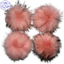 Whosale 5pcs/lot 13 15 cm DIY Natural Real Raccoon Fur Pompoms For Bags Knitted Beanie Cap Hats  Genuine fur Pompon pom pom 2024 - buy cheap