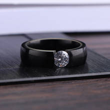 Moda masculino anel de luxo 6mm zircão anel de aço inoxidável para homens casamento noivado aniversário presente jóias acessórios 2024 - compre barato