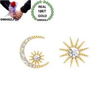 OMHXZJ Wholesale European Fashion Woman Party Birthday Wedding Gift Moon Sun AAA Zircon 18KT White Rose Gold Stud Earrings EA543 2024 - buy cheap