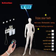 Boquilla de luz LED para cabezal de ducha de techo, Panel de ducha termostático oculto para baño, juego de grifos de ducha multifunción, chorros de masaje 2024 - compra barato