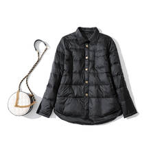 Jaqueta feminina ultraleve de inverno, jaqueta tipo camisa de cor sólida para mulheres, leve, retrô, estilosa, coleção 2020 2024 - compre barato
