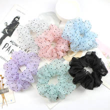 New Woman Korean Scrunchie Girls Floral Hair Rope Yarn Rubber Loop Elastic Ponytail Holder For Women Dot Ties Hair Accessories 2024 - buy cheap