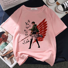 Camiseta feminina de attack on titan, camiseta com estampa gráfica rosa, estética de harajuku, anime, nova moda verão 2021, y2k 2024 - compre barato