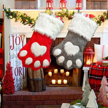 Christmas Stockings Long-haired Dog Claw Christmas Socks Gift Bag Christmas Tree Ornaments Decorations for Home 2024 - buy cheap