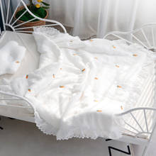 150X120cm Embroidery Strawberry Muslin Cotton Gauze Lace Baby Bedding Quilt Kids Children Ruffled Bed Cot Crib Duvet Quilt 2024 - buy cheap