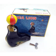 Mecanismo de relojería de león marino Vintage, juguete de lata coleccionable, juguetes clásicos para niños, decoración creativa de regalo de cumpleaños 2024 - compra barato