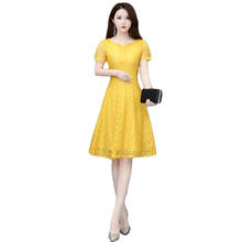 Lace dress women yellow 7 colors S-5XL plus size 2020 summer new fashion slim green red short sleeve mini dresses feminina LR818 2024 - buy cheap