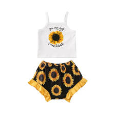 New Toddler Kids Sunflower Clothes Set  Baby Girls Tops Vest+Shorts Pants Summer Outfit 2PCS Set 2024 - buy cheap