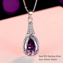 Real 925 Sterling Silver Female Luxury Jewelry Necklace Natural Amethyst Pendant Necklace for Women Bride Jewelry 2024 - buy cheap