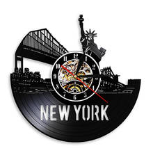 New York Cityscape Contemporary Exclusive Wall Clock Wall Decor NYC Skyline Vinyl Record Wall Clock Watches Unique Travel Gifts 2024 - buy cheap