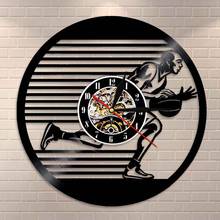 Basketball Players Silhouette Wall Art Vinyl Record Wall Clock Silent Hanging Watch Slam Dunk Basketball Home Decor Sports Gift 2024 - buy cheap