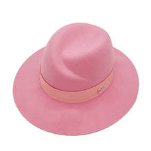 Fibonacci chapéus femininos da moda para inverno, chapéu de feltro 100% lã, chapéu retro britânico, chapéu de jazz feminino, chapéu superior rosa para lazer 2024 - compre barato