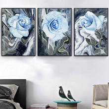 Abstract Blue Rose Flower Leaf Plant Wall Art Canvas Painting Nordic Posters And Prints Wall Pictures For Living Room Home Decor 2024 - buy cheap