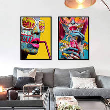 Pintura en lienzo para decoración del hogar, grafiti moderno de mujer, retrato de mujer, Arte Pop, niñas, decoración del hogar 2024 - compra barato