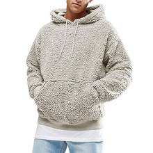 Sudadera con capucha de oso de peluche para hombre, suéter cálido de piel sintética, Tops informales a la moda, ropa de calle de invierno 2024 - compra barato