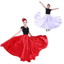 Belly Dancing Clothing Long Maxi Skirts for Adult Women Children Girls Sexy Spanish Flamenco Skirt Smooth Satin Oriental Dress 2024 - buy cheap