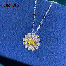 OEVAS 100% 925 Sterling Silver Sparkling Topaz Full High Carbon Diamond Chrysanthemum Flower Pendant Necklace Gilrs Fine Jewelry 2024 - buy cheap