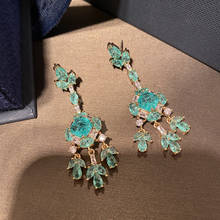 Fashion Bridal Wedding Gift broken cz Long Green tassel Earrings fashion luxury Sexy Jewelry 2024 - buy cheap