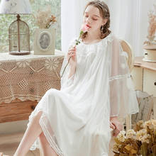 Camisola longa de princesa com fios de malha, camisola feminina de primavera e outono 2024 - compre barato