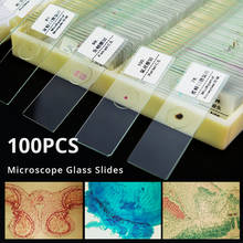 Lâmina de microscópio biológico, 100 pçs, preparada, fatia de vidro, amostra educacional com etiqueta chinesa em inglês para laboratório escolar 2024 - compre barato