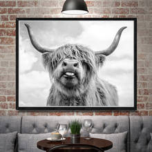 Decoración nórdica de Highland Cow, lienzo de arte de pared de ganado, póster e impresión de Animal, imagen de pintura para sala de estar, decoración del hogar 2024 - compra barato