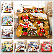 Christmas Mickey Minnie Comforter  Bedding Set  Duvet Cover Pillowcase  Home Textile  Children Gift King Size Bedding Set 2024 - buy cheap