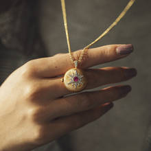 Amorita boutique Antique zircon inlays open a round pendant necklace 2024 - buy cheap