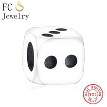 FC Jewelry Fit Original Brand Charms Bracelet Authentic 925 Silver Square Cube Dice Number 1-6 Beads For Making Kids Berloque 2024 - buy cheap