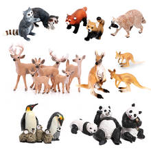 Modelos de animais do zoológico, crianças, animais de ação e brinquedo, guaxinim australiano, canguru, panda 2024 - compre barato