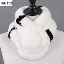 Bufanda de invierno con forma de anillo de piel de conejo, bufanda de piel auténtica de conejo Rex, cálida 2024 - compra barato