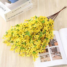 3Pcs Fake Single Stem Winter Jasmine 25.59" Length Simulation Yellow Color Jasminum for Wedding Home Artificial Flowers 2024 - buy cheap