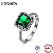Gomaya-anel de dedo feminino com zircônia vazada, quadrado, geométrico, propício de casamento e noivado, joia estilosa 2024 - compre barato