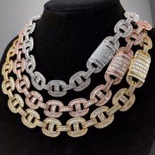 Кубинская звеньевая цепочка Iced Out Bling Heavy Baguette AAA CZ Stone Chain Coffee Beans, браслет, ожерелье, хип-хоп ювелирные изделия для мужчин и женщин 2024 - купить недорого