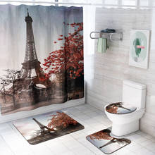 Paris Tower Landscape 3D Waterproof Shower Curtains Bathroom Curtain Sets Anti Slip Pedestal Rug Lid Toilet Cover Bath Mat Set 2024 - buy cheap