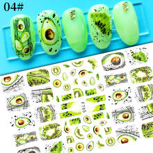 Abstract Avocado Summer Fruit Adhesive 3D Nail Stickers Sunflower Butterfly Design Slider Decals Decoration For Nail DIY Design 2024 - buy cheap