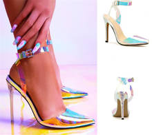 Women Sandals PVC Pointed Toe Clear Transparent High Heel Pumps Stilettos 2020 Slingback Wedding Dress Shoes Summer Shoe 2024 - buy cheap